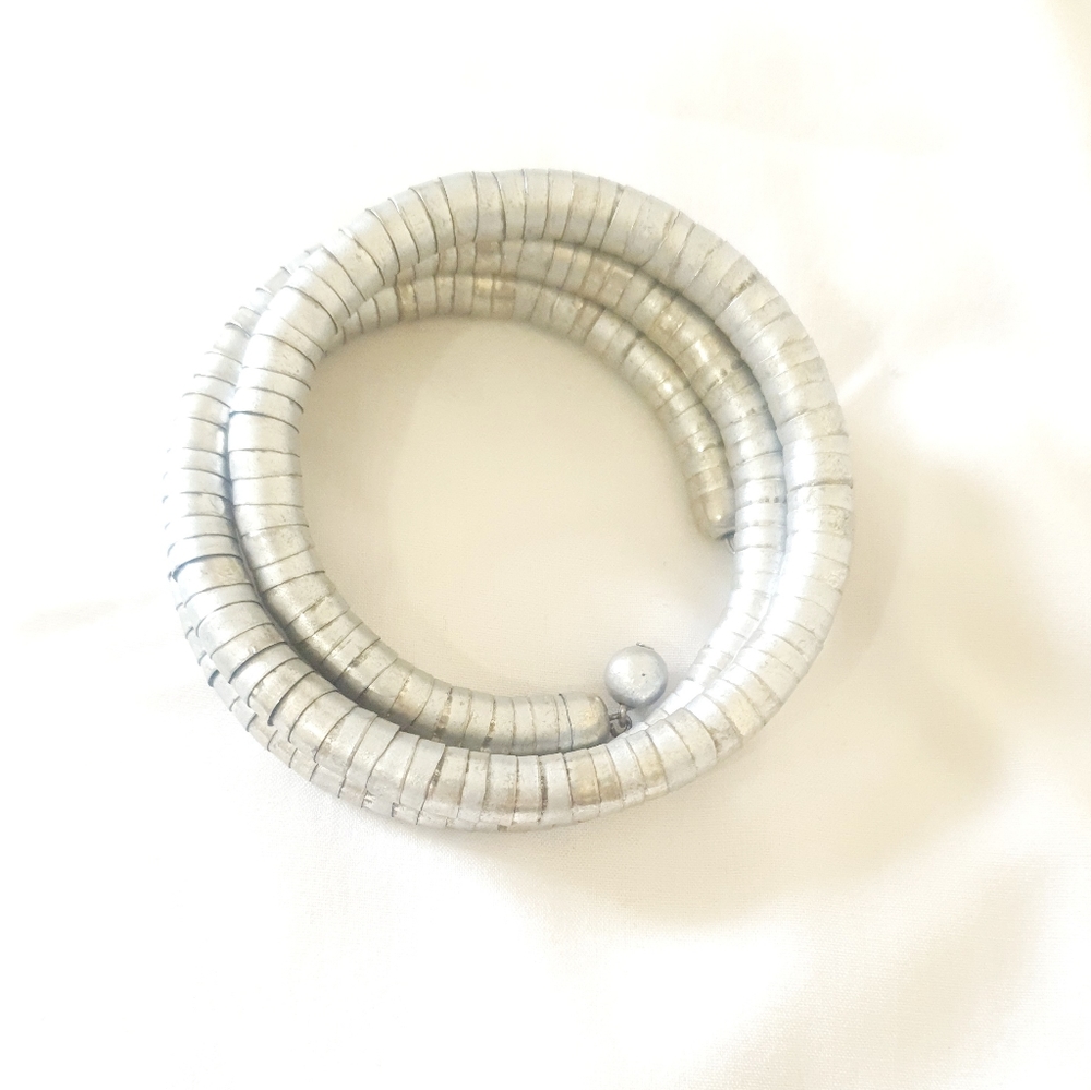 Silver Snake Coil Bracelet